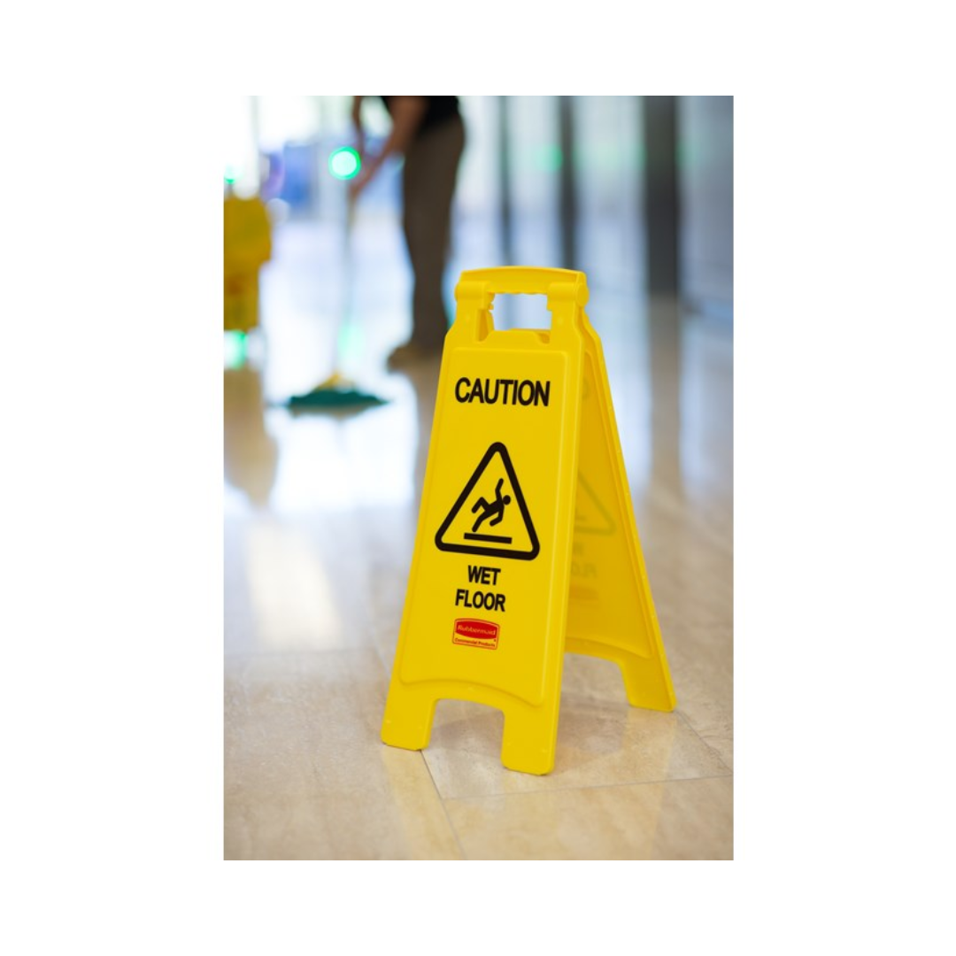 Rubbermaid® "Caution Wet Floor" 2-Sided Safety Sign – 26", Yellow