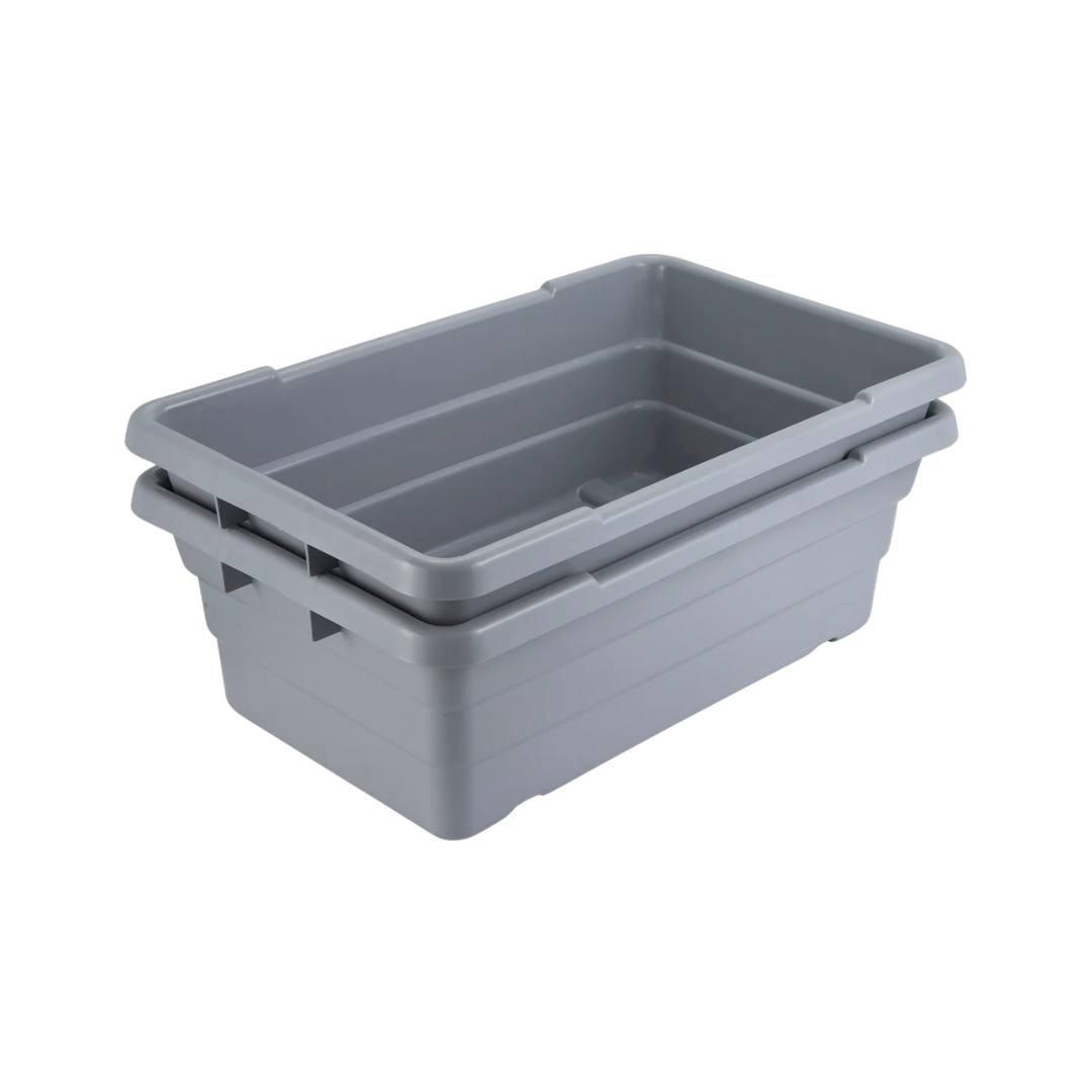 Winco® Gray Nesting Lug Box – Heavy-Duty Polypropylene, 24 1/2" x 15 3/4" x 9"