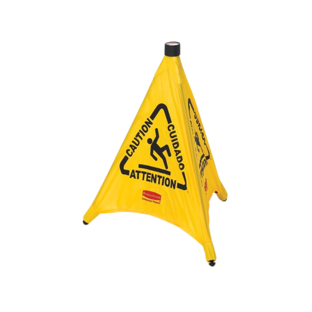 Rubbermaid® Multilingual "Wet Floor" Pop-Up Safety Cones - 20"