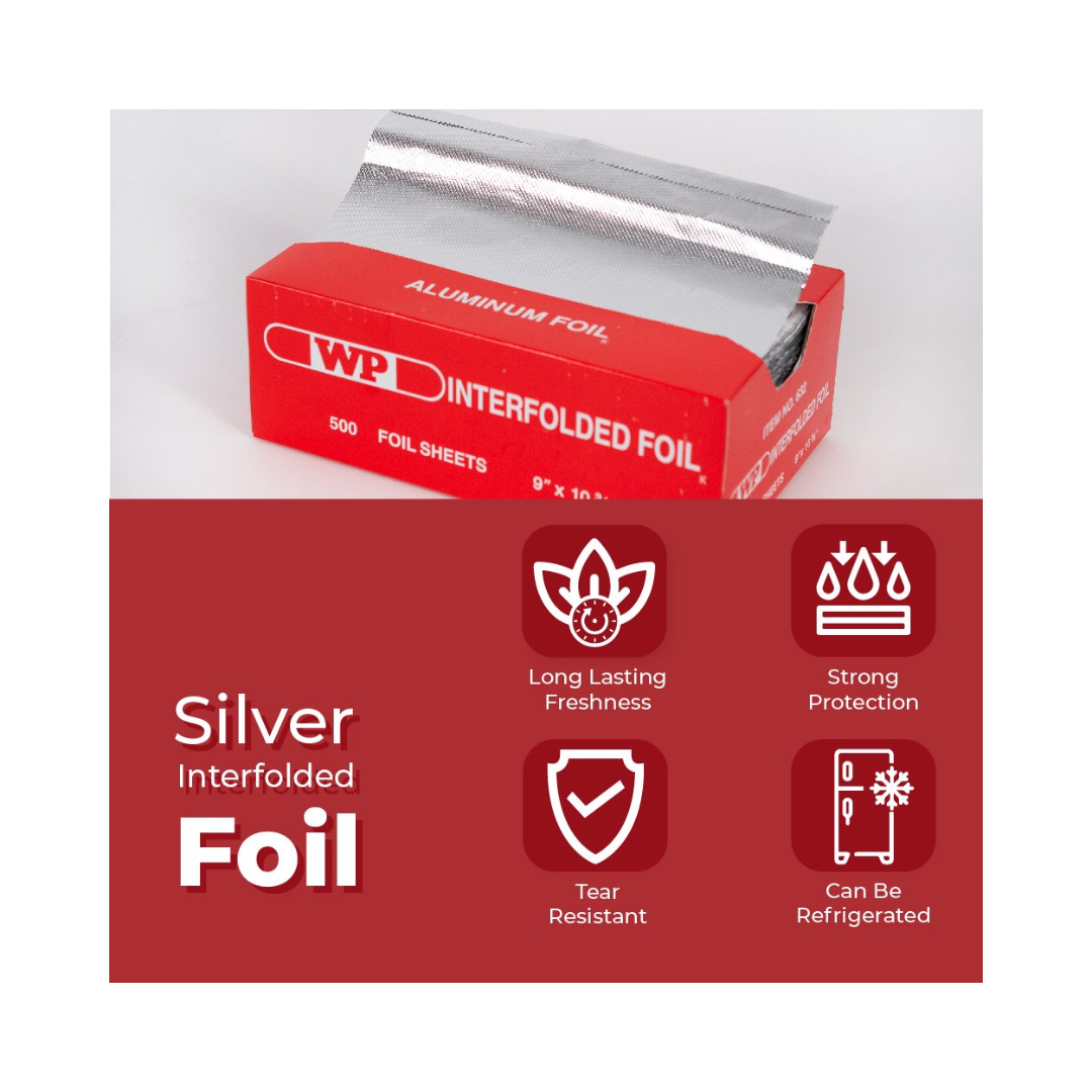 Western Plastics® Interfolded Foil Sheets – 9" x 10 3/4", Silver