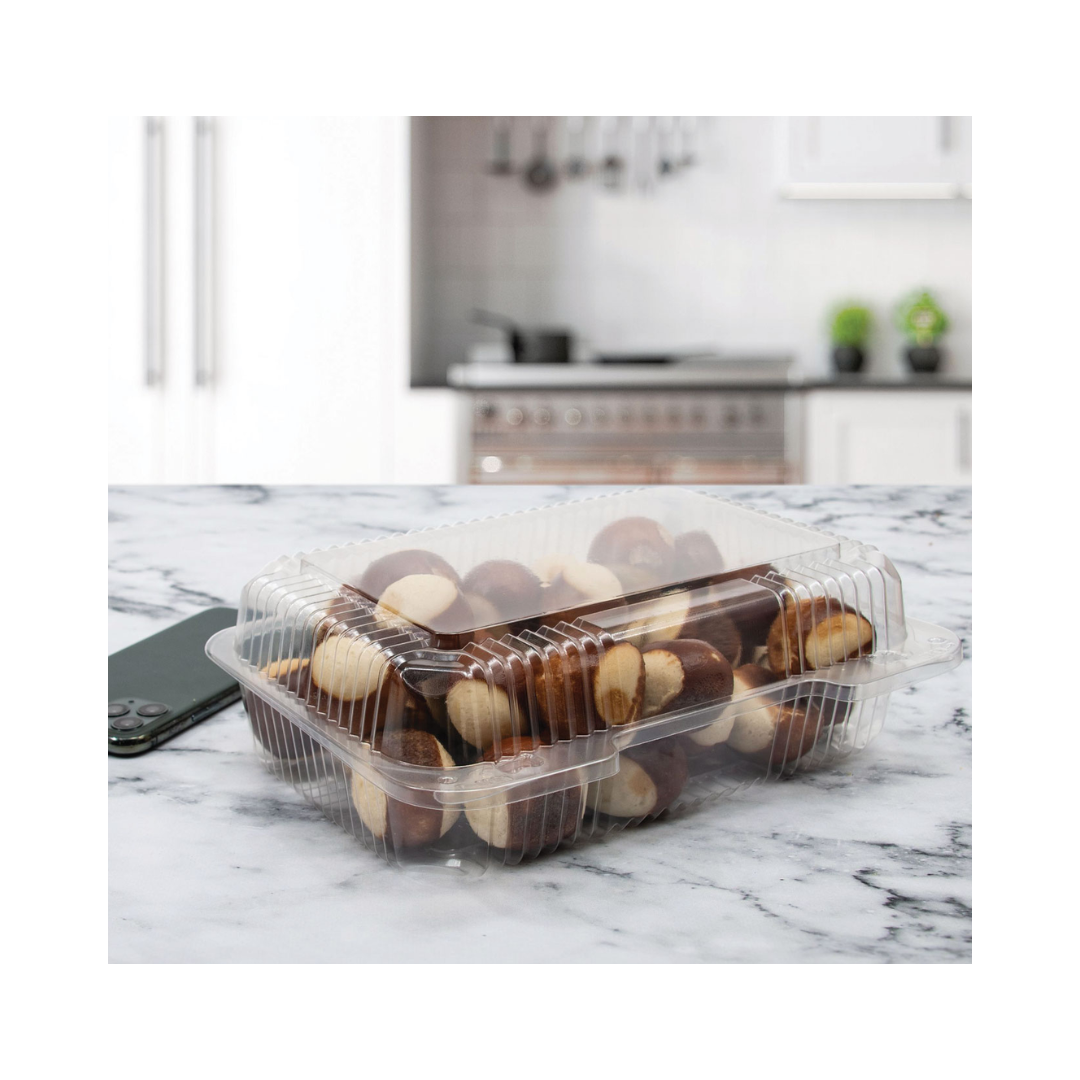 Dart® StayLock® OPS Hinged Lid Containers – Clear OPS, 6", 7" x 6", 9" x 5"