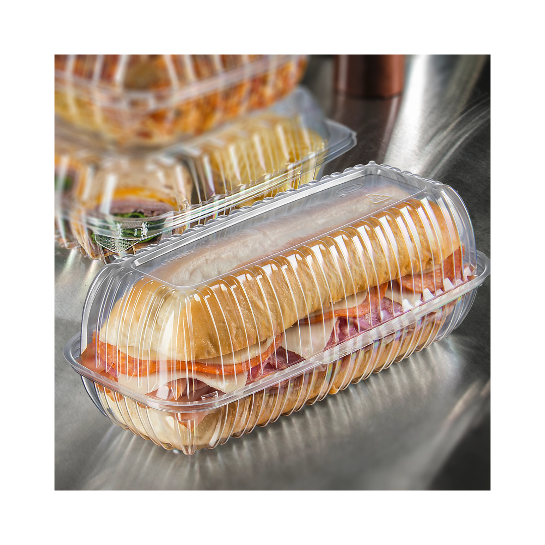 Dart® ClearSeal® OPS Hinged Lid Hoagie Container – 9" x 5", Clear