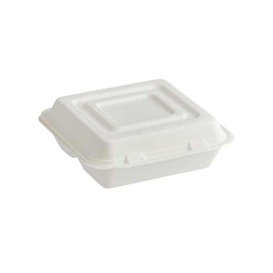 Dart® PFAS-Free Fiber Hinged Container – 9", 3-Compartment, White