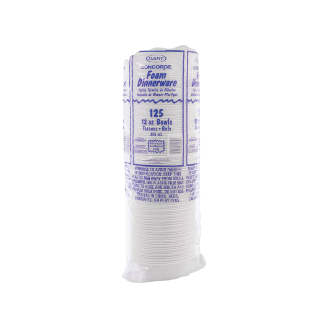 Dart® Concorde® XPS Non-Laminated Foam Bowls – 5 oz to 12 oz, White