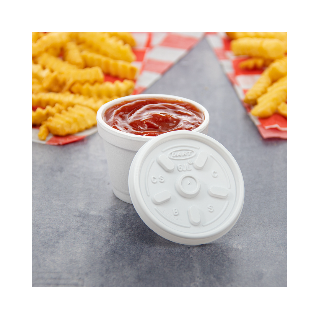 Dart® Vented Lid for 3.5/4/6 oz. Foam Cups & Containers – White