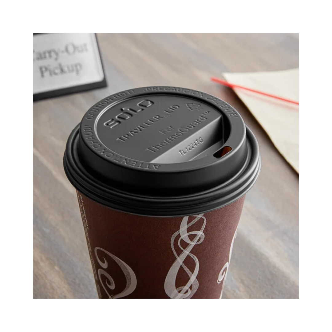 Solo® Traveler® Lid For 12–24 oz. ThermoGuard™ Hot Cup – Black