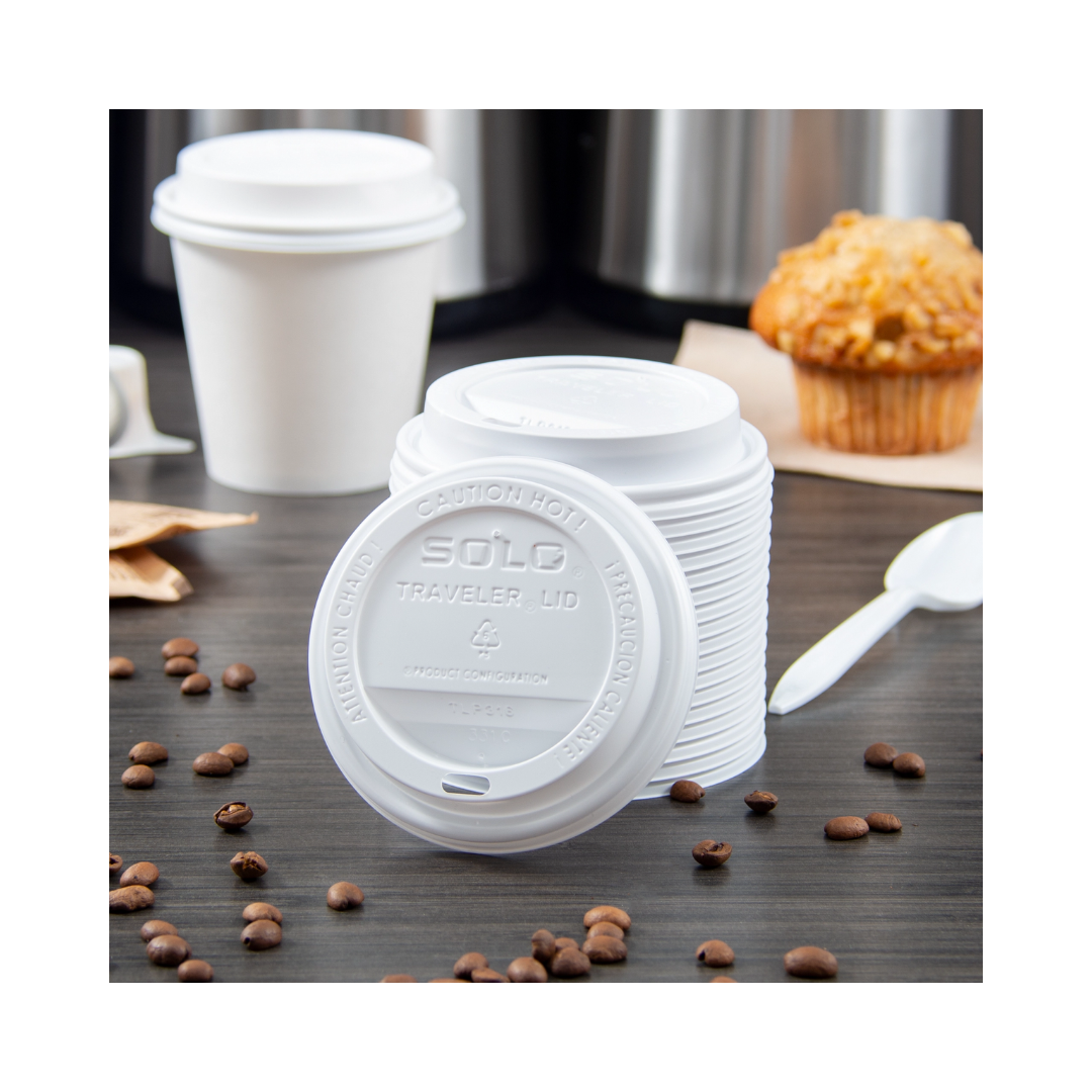 Solo® Traveler® Lid For 10/12/16/20/24 oz. Paper Hot Cups  – White