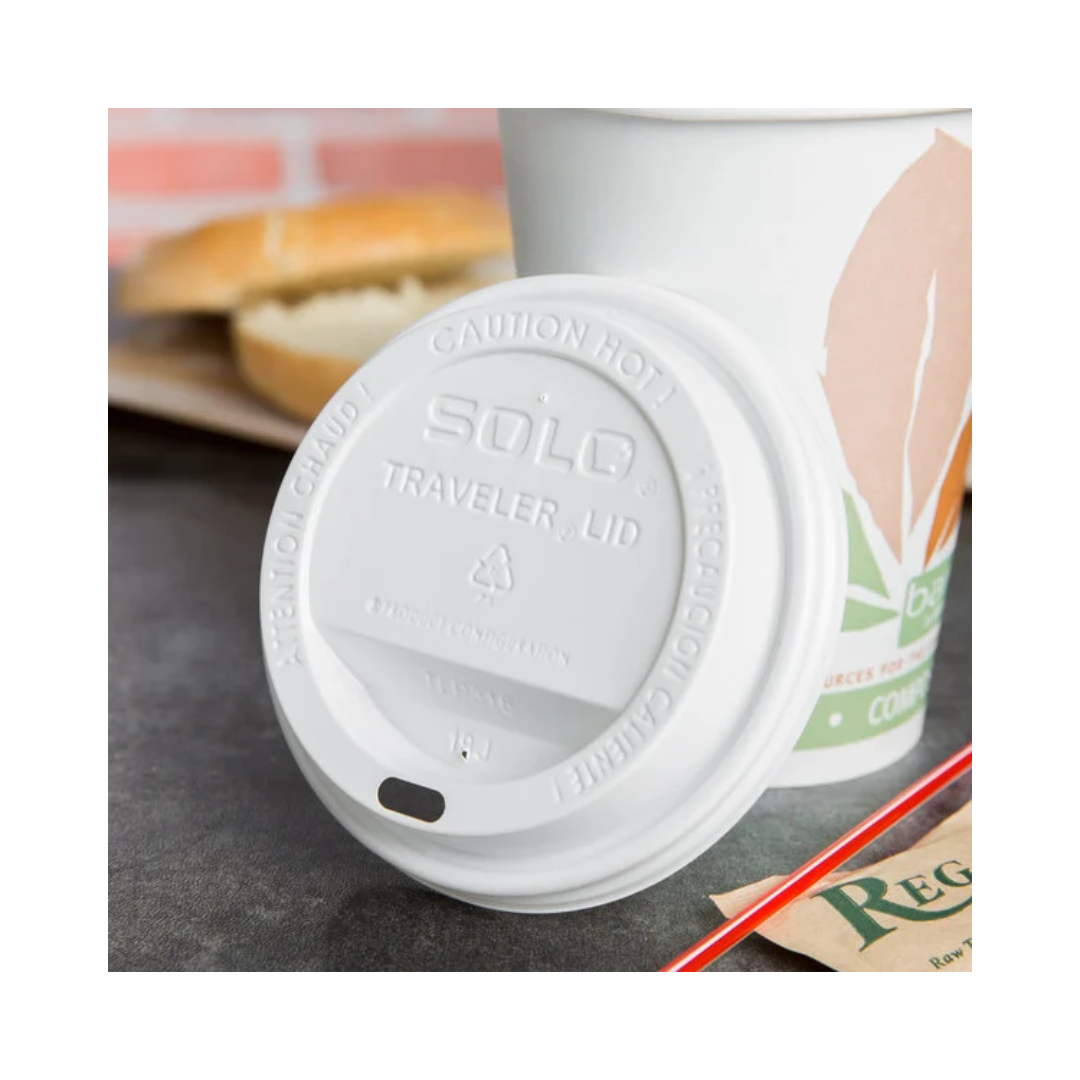 Solo® Traveler® Lid For 10/12/16/20/24 oz. Paper Hot Cups  – White