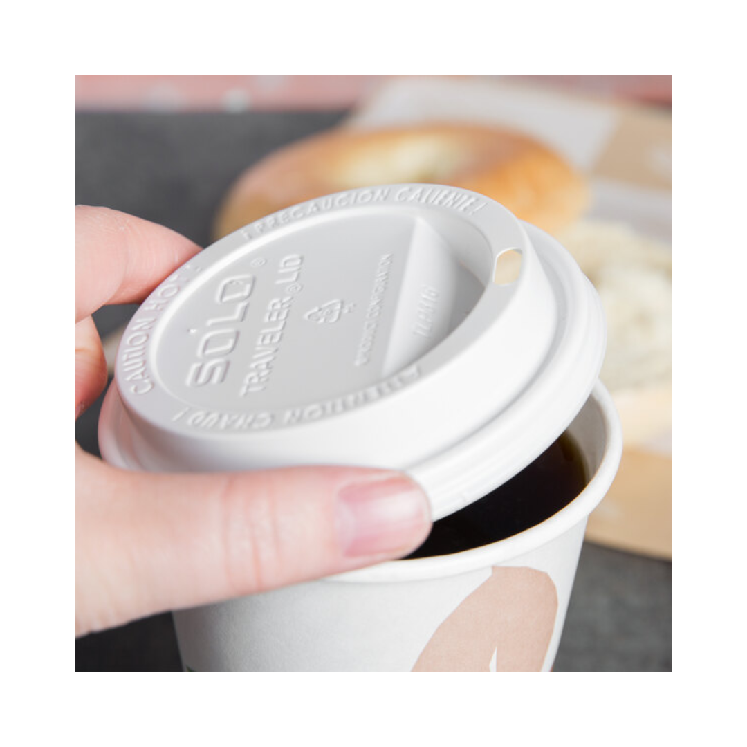 Solo® Traveler® Lid For 10/12/16/20/24 oz. Paper Hot Cups  – White