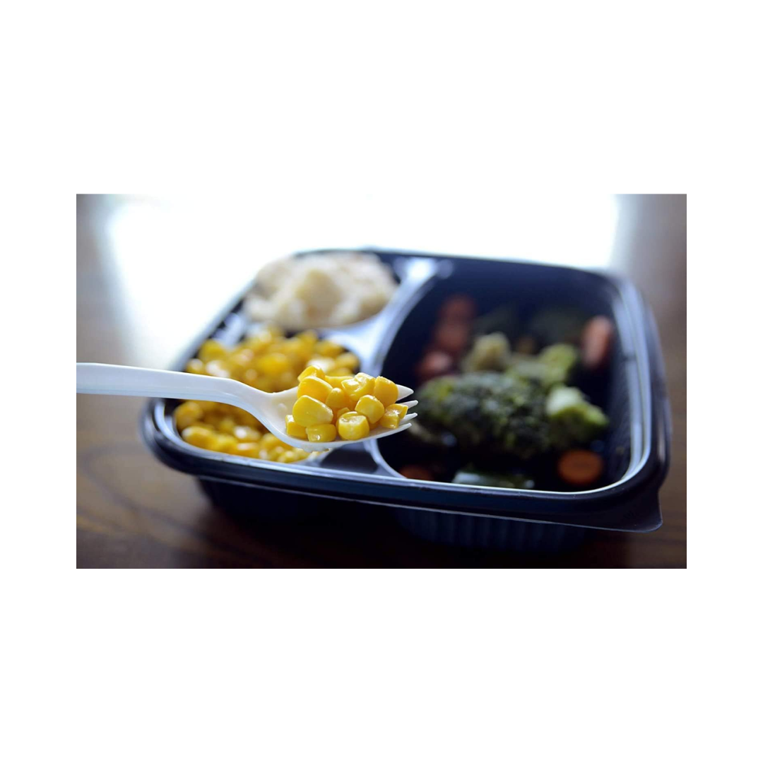 Wallace® Medium Weight Spork/Napkin/Straw Meal Kit – White Polypropylene