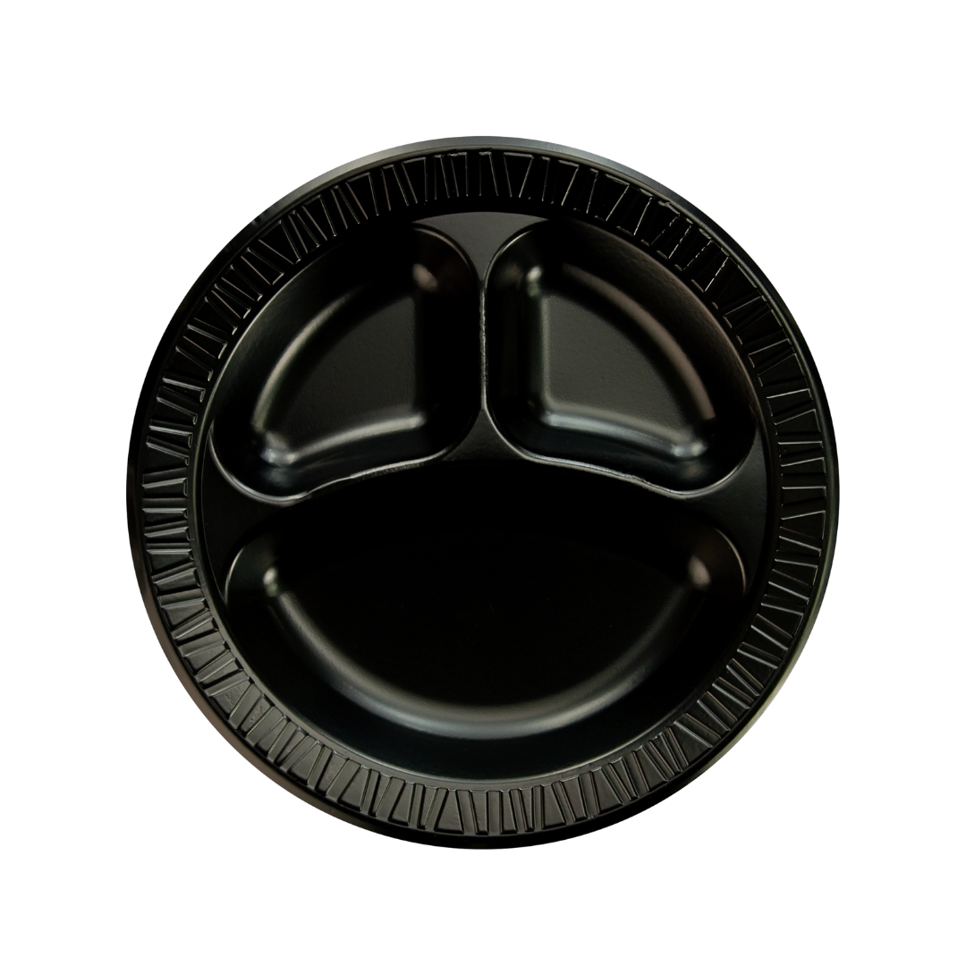 Dart® Quiet Classic® Laminated Foam Dinnerware – Black, 6" to 10¼", Plates & Platters