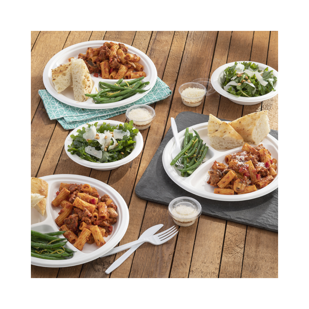 Pactiv EarthChoice® Molded Fiber Plates – 6" & 10" - 3-Compartment