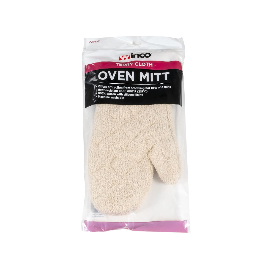 Winco® Terry Cloth Oven Mitt with Silicone Lining – 13"