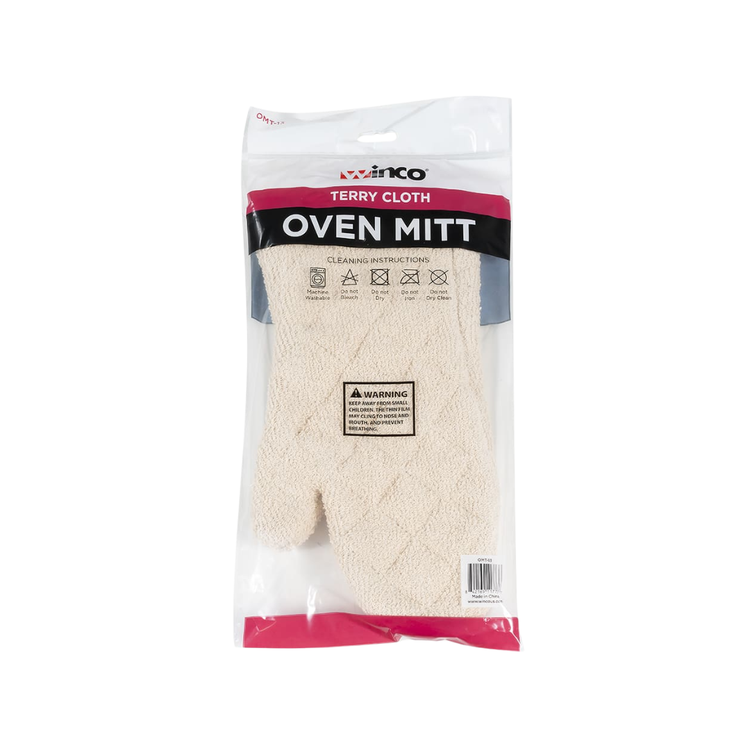 Winco® Terry Cloth Oven Mitt with Silicone Lining – 13"