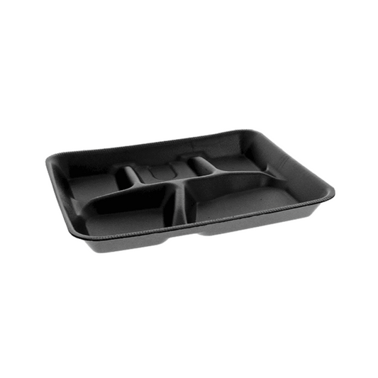 Pactiv® 5 Compartment Black School Lunch Tray