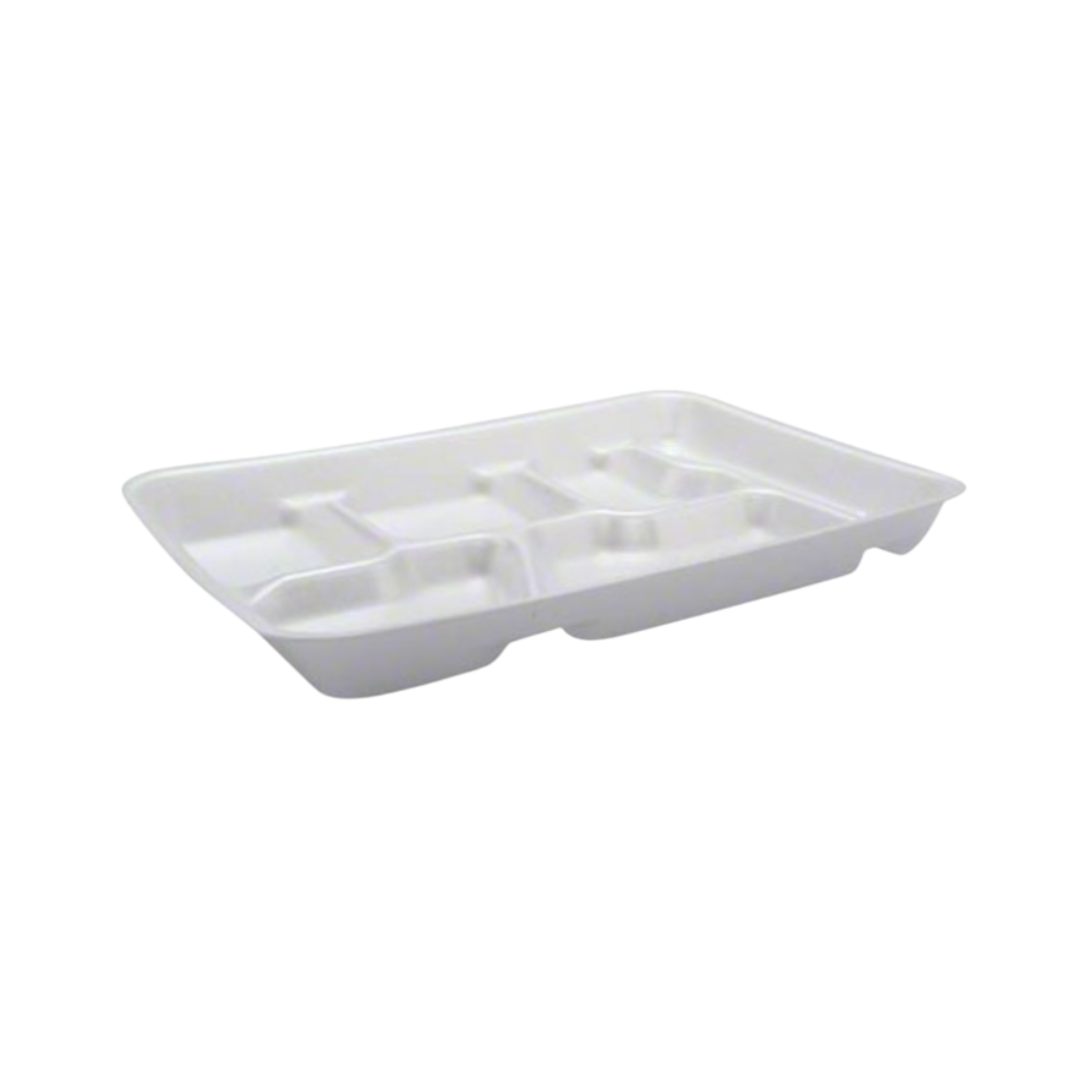 Pactiv® 6 Compartment White School Lunch Tray