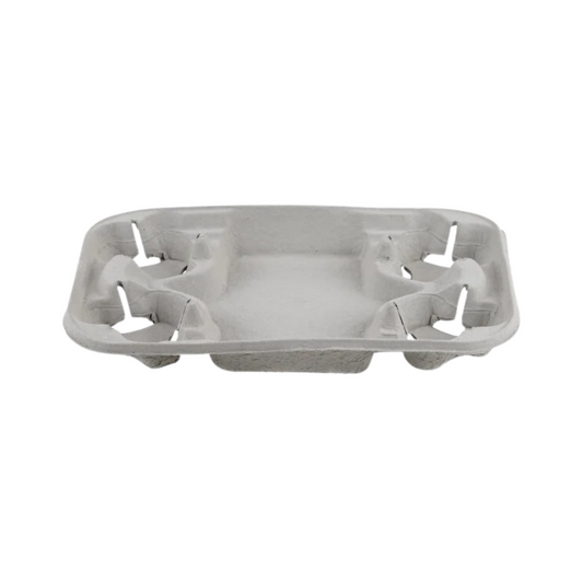 StrongHolder® 4‑Cup Molded Fiber Carrier with Food Tray
