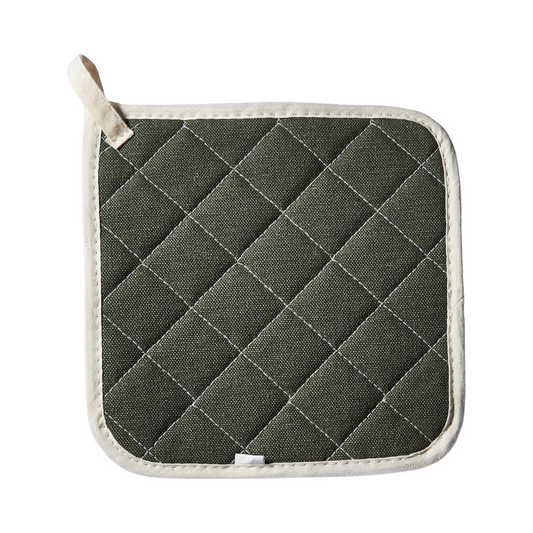 Winco® Fire Retardant/Terrycloth Pot Holder – 8" x 8", Green & Gray