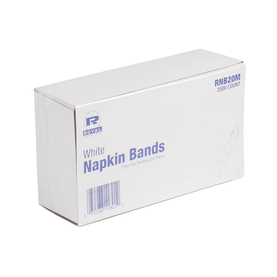 Royal® Napkin Bands – White, 1.5" x 4.25", Bond Paper