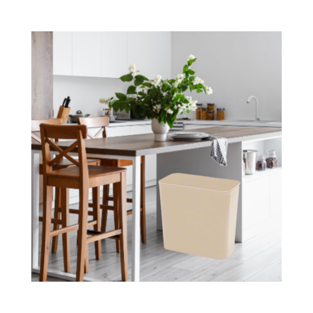 Continental® UL Classified Rectangular Wastebaskets – Fire-Resistant, Sand, 14 Qt & 27 5/8 Qt