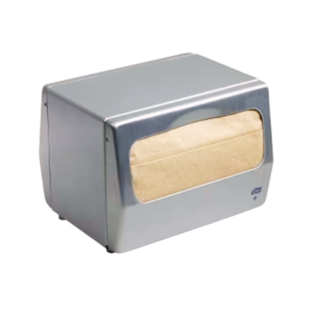 Tork® Napkin Table Dispenser – Brushed Steel, N7 System, 6.3" × 7.5" × 5.6"
