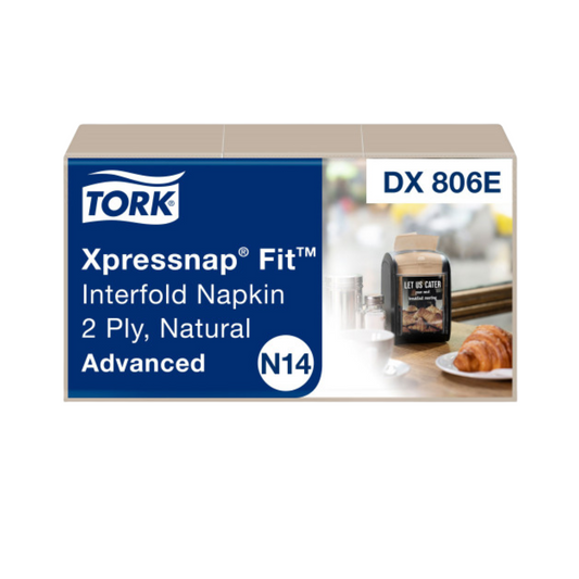 Tork® Xpressnap Fit® Natural Dispenser Napkin – 6.5" x 8.39", N14 System, 2-Ply, Holds 4,320 Napkins