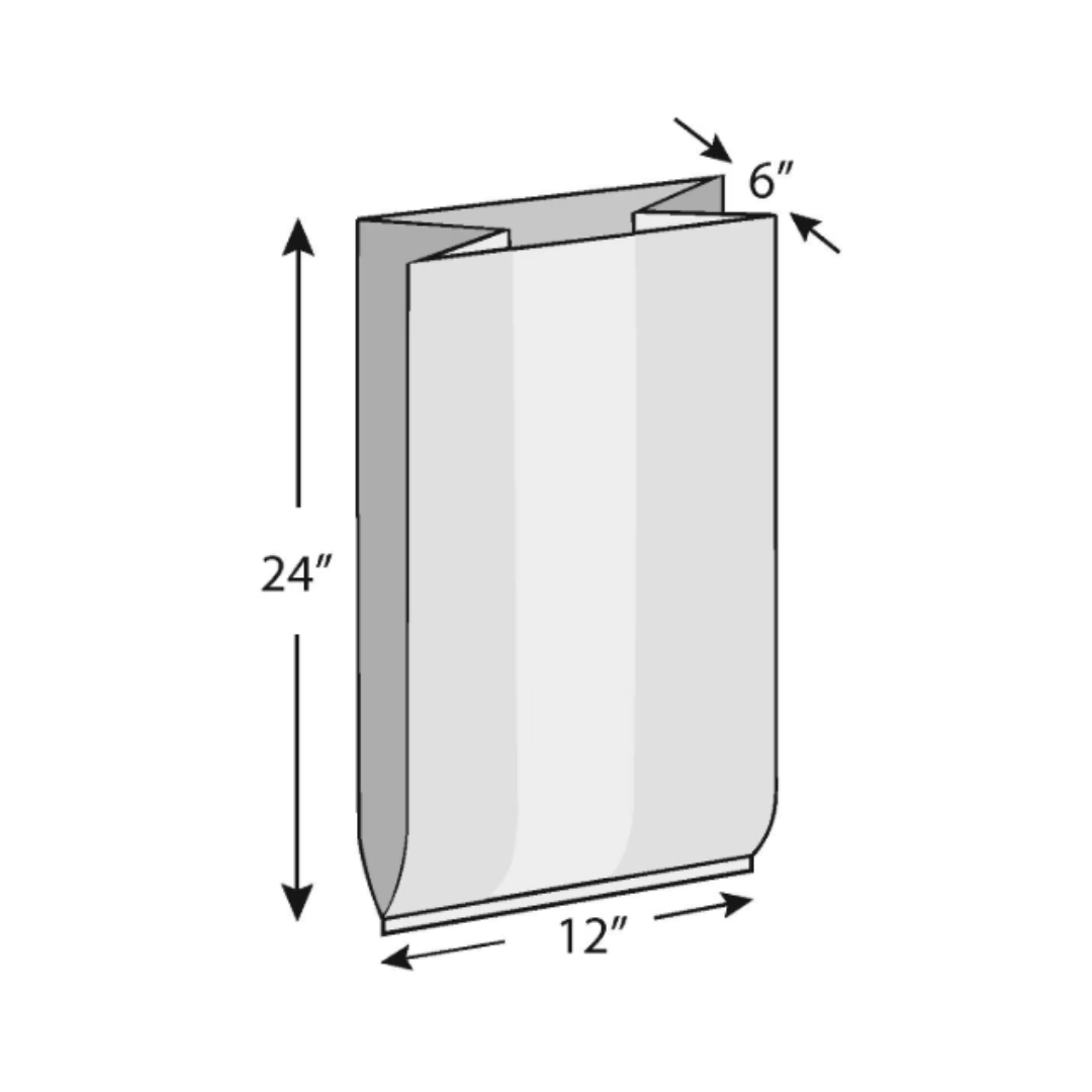 LK® Polyethylene Gusset Bag – 12" x 6" x 24", Gauge .00075