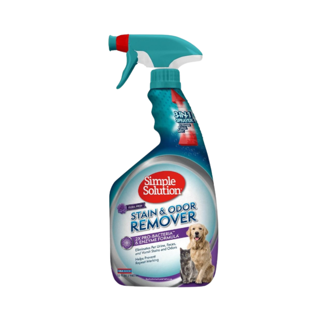Simple Solution® Stain & Odor Eliminator Spray – 32 oz, Enzyme Cleaner for Pets