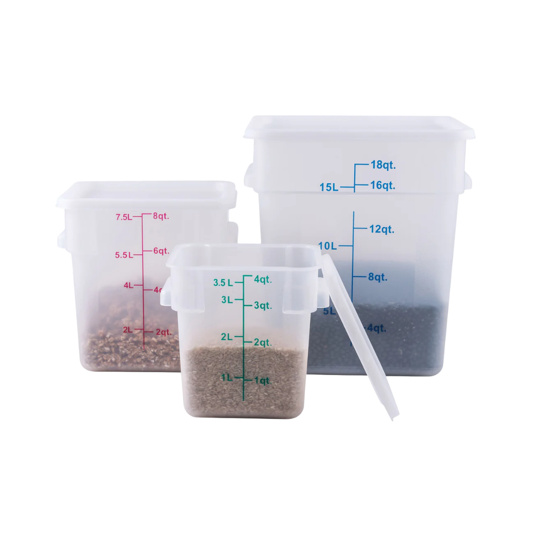 Winco® Square White Polypropylene Food Storage Containers – 4 Qt to 22 Qt