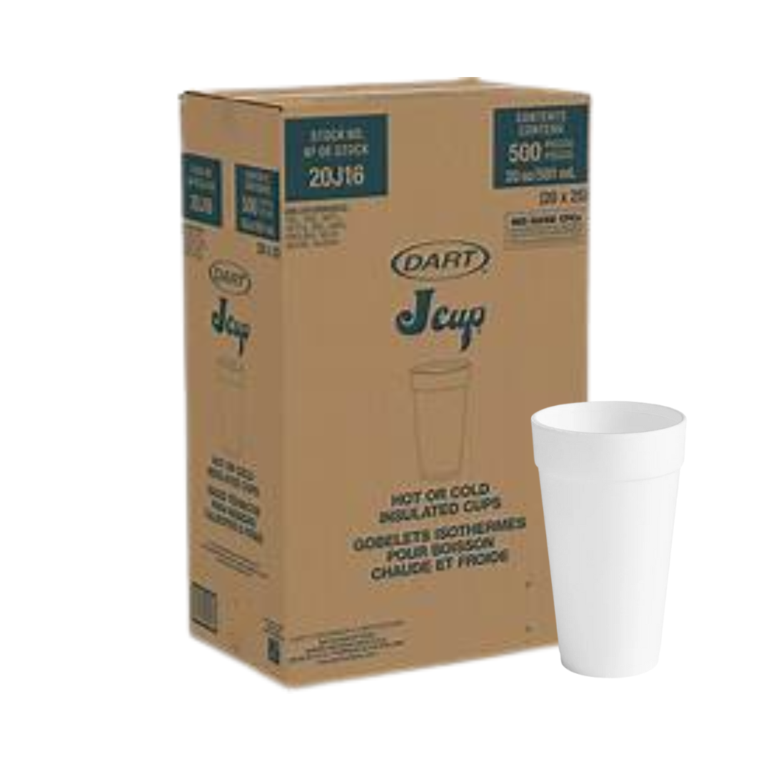 Dart® J Cup® Insulated EPS Foam Cups – 4 oz to 32 oz, White