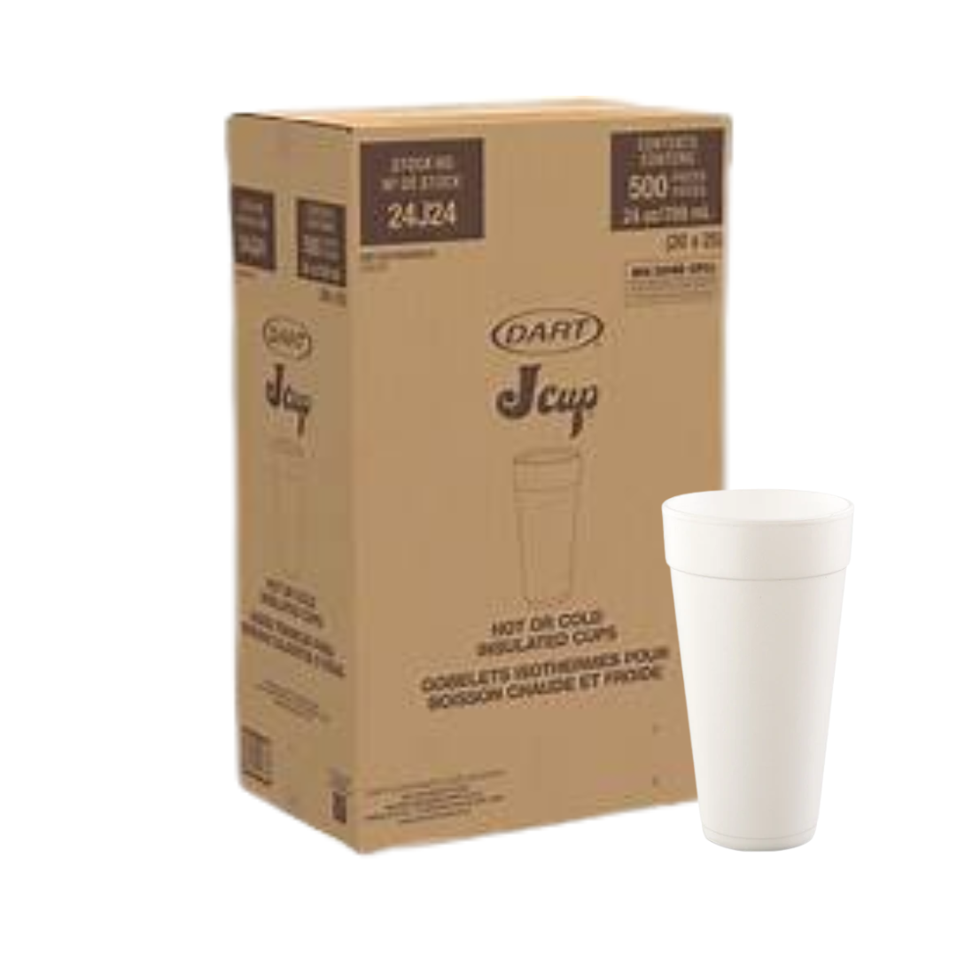Dart® J Cup® Insulated EPS Foam Cups – 4 oz to 32 oz, White