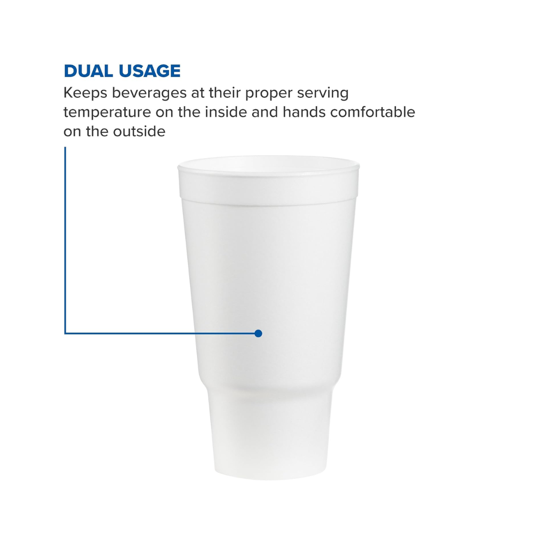 Dart® J Cup® EPS Insulated Pedestal Foam Cups – 32 oz & 44 oz, White