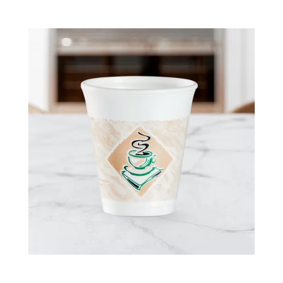 Dart® Café G® ThermoGlaze® EPS Insulated Foam Cups – 4 oz to 24 oz, Red & Green