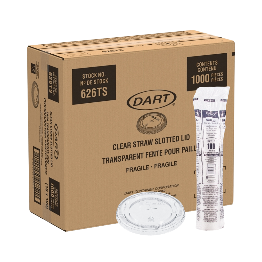 Dart®  12–24 oz. PET Plastic Straw-Slotted Lid – Clear