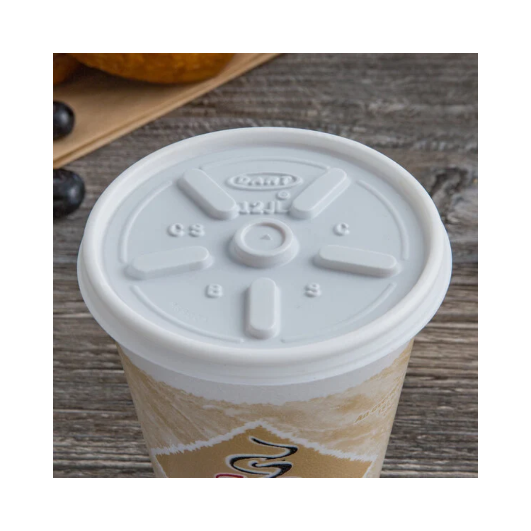 Dart® Vented Lid  For 6/8/12 oz. Foam Cups & Containers – White
