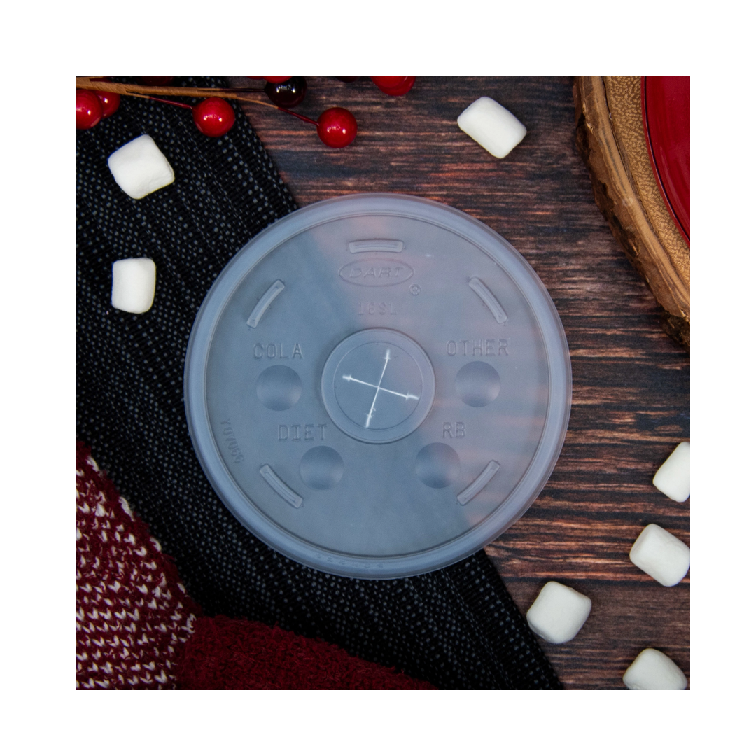 Dart® HIPS Translucent Straw Slotted Lids – For Foam Cups, 8 oz to 32 oz