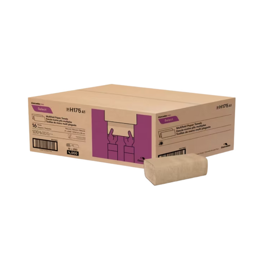 Cascades PRO® Select Multifold Kraft Towel – Recycled, 1-Ply, 9.1" x 9.5", Natural Brown
