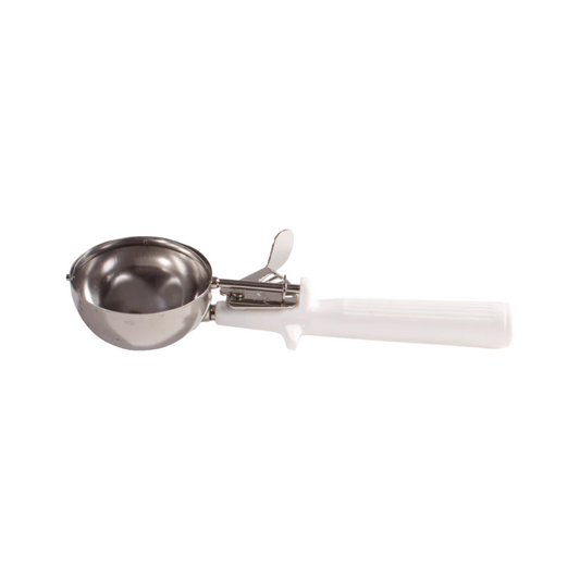 Winco® Prime 18/8 Stainless Steel One-Piece Thumb Press Disher – Size 6, White