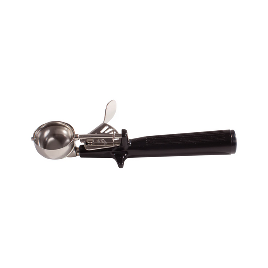 Winco® Prime 18/8 Stainless Steel One-Piece Thumb Press Disher – Size 30, Black
