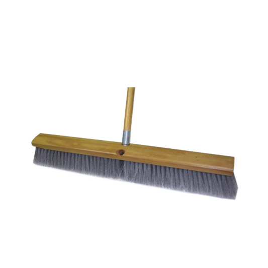 Abco® 3" Grey Flagged Fine Sweep Push Brooms – 18", 24", 36" – Wood Block