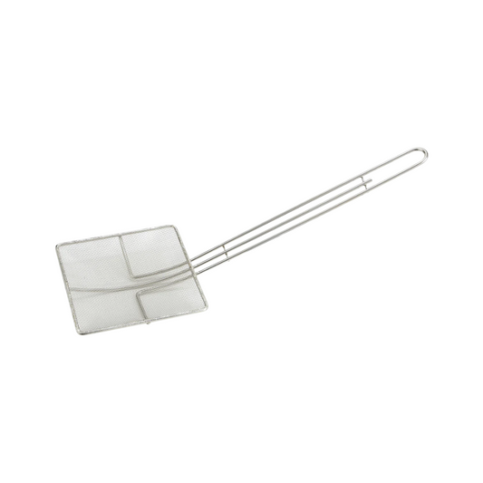 Winco® Nickel Plated Square Mesh Skimmer – 6 3/4" x 6 3/4", 13" Handle