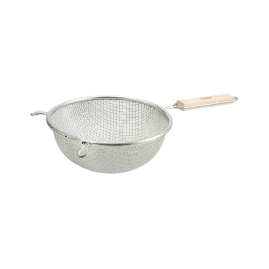 Winco® Tinned Double Mesh Strainers – Medium & Fine Mesh, 8", 10½" & 10 ¼
