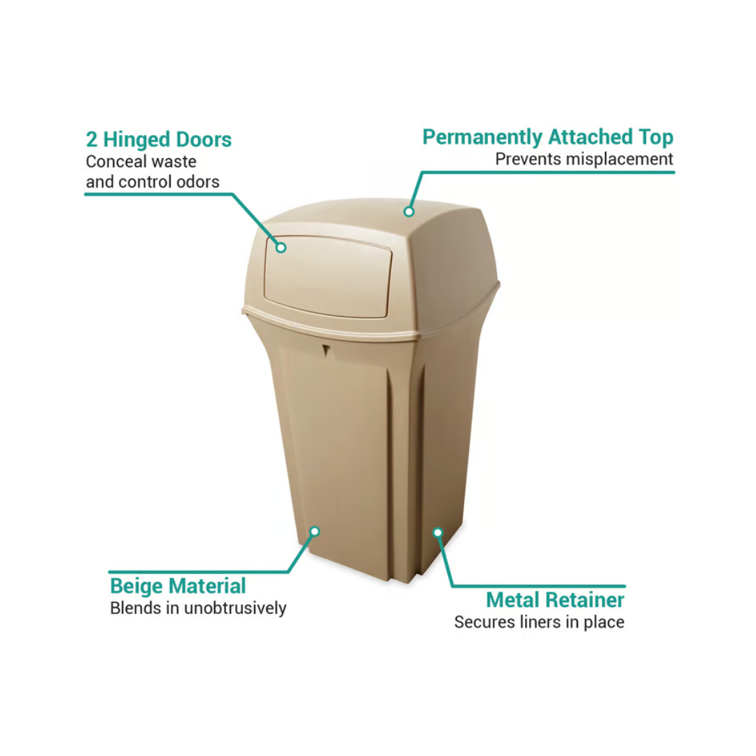 Rubbermaid® Ranger® Classic Containers – 35 Gal, Beige & Brown