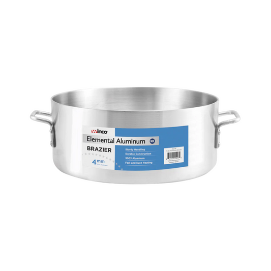 Winco® Brazier Pan – 35 Qt., Heavy-Duty Aluminum, 4 mm, 21.7" Dia