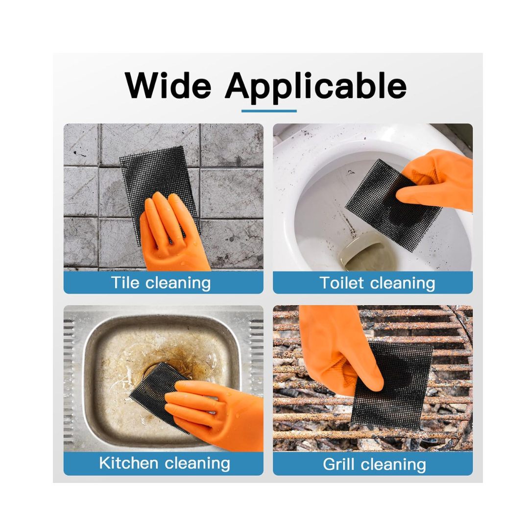 Yncotte® Cleaning Mesh Pads – Heavy-Duty Silicon Carbide Scrubbers, 5.5" x 4"