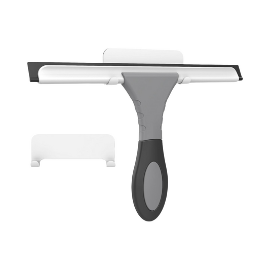 Fabspace® All-Purpose Silicone Shower Squeegee – 10 Inch, Gray, Includes Hook & Adhesive