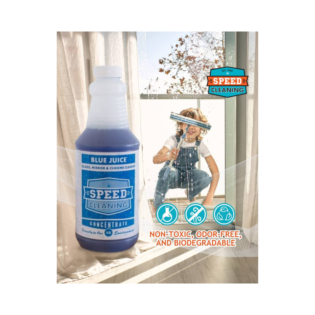 Speed Cleaning™ Blue Juice Concentrate – Glass & Surface Cleaner, 16 oz with Mixing Bottle