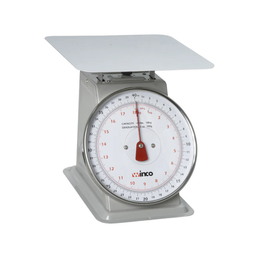 Winco® Mechanical Receiving Scale – 40 Lb Capacity, 8" Dial, Stainless Steel