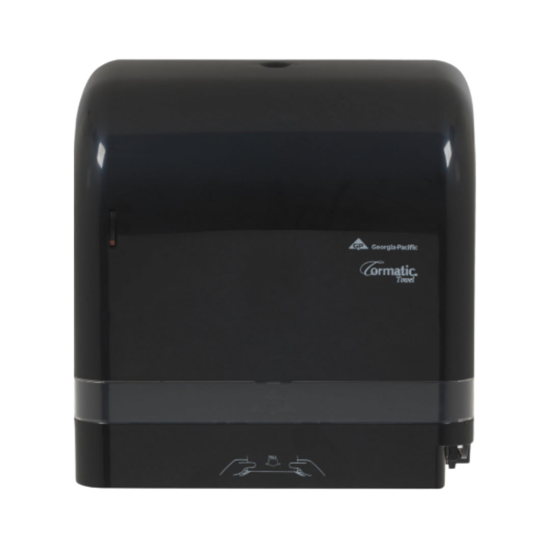 Georgia-Pacific Cormatic® HDS200B Mechanical Roll Towel Dispenser – Designer Series, 13.8" W x 9.2" D x 13.6" H, Black