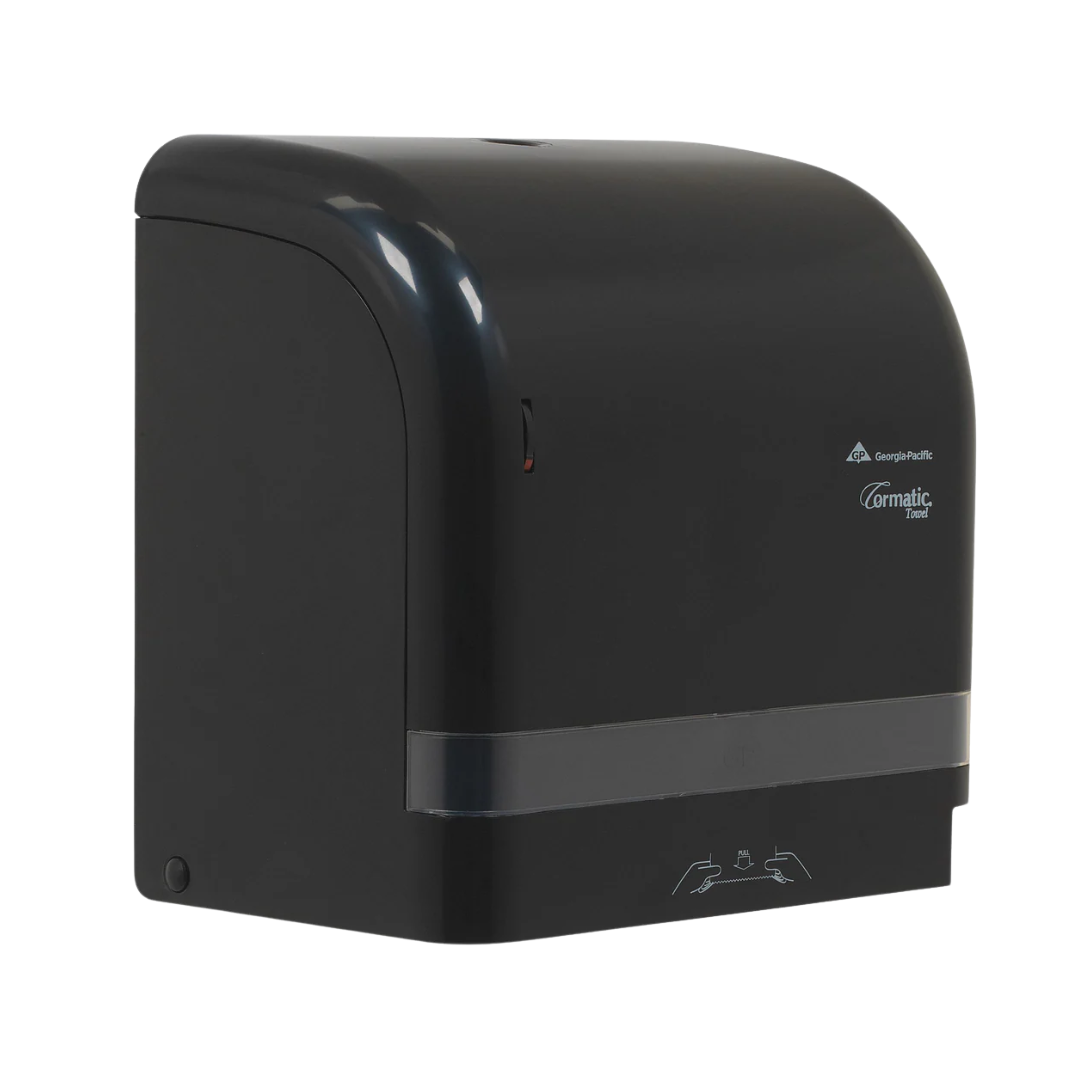Georgia-Pacific Cormatic® HDS200B Mechanical Roll Towel Dispenser – Designer Series, 13.8" W x 9.2" D x 13.6" H, Black